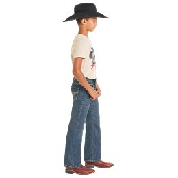 Boy's Rock and Roll Denim Ladder Embroidered Bootcut Jeans BB0BD07356
