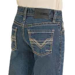Boy's Rock and Roll Denim Ladder Embroidered Bootcut Jeans BB0BD07356