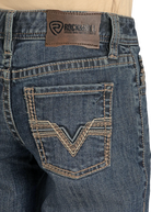 Boy's Rock and Roll Denim Regular Fit Feather Stitch V Bootcut Jeans BB0BD08003