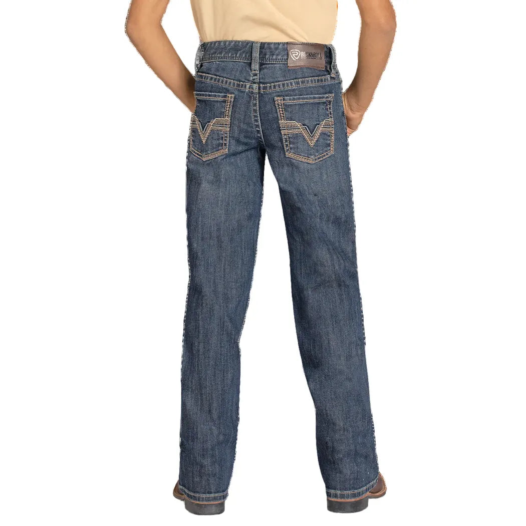 Boy's Rock and Roll Denim Regular Fit Feather Stitch V Bootcut Jeans BB0BD08003