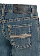 Boy's Rock and Roll Denim Regular Fit Pleather Stitch Bootcut Jeans BB0BD08052