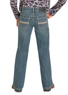 Boy's Rock and Roll Denim Regular Fit Pleather Stitch Bootcut Jeans BB0BD08052
