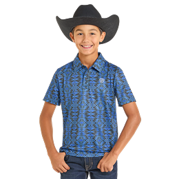 Boy's Rock and Roll Aztec Printed Polo BB51T07275 - Crazy House Western Wear
