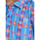 Boy's Rock and Roll Denim Vertical Southwestern Print Polo BB51T08340