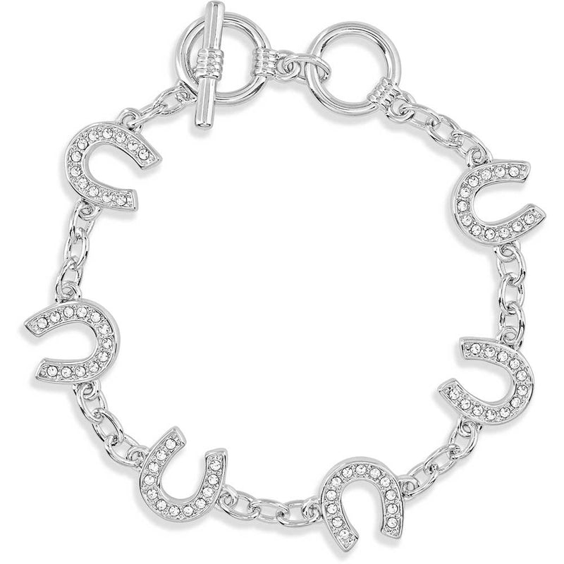Montana Silversmiths Women's Crystal Clear Lucky Horseshoe Link Bracelet BC620