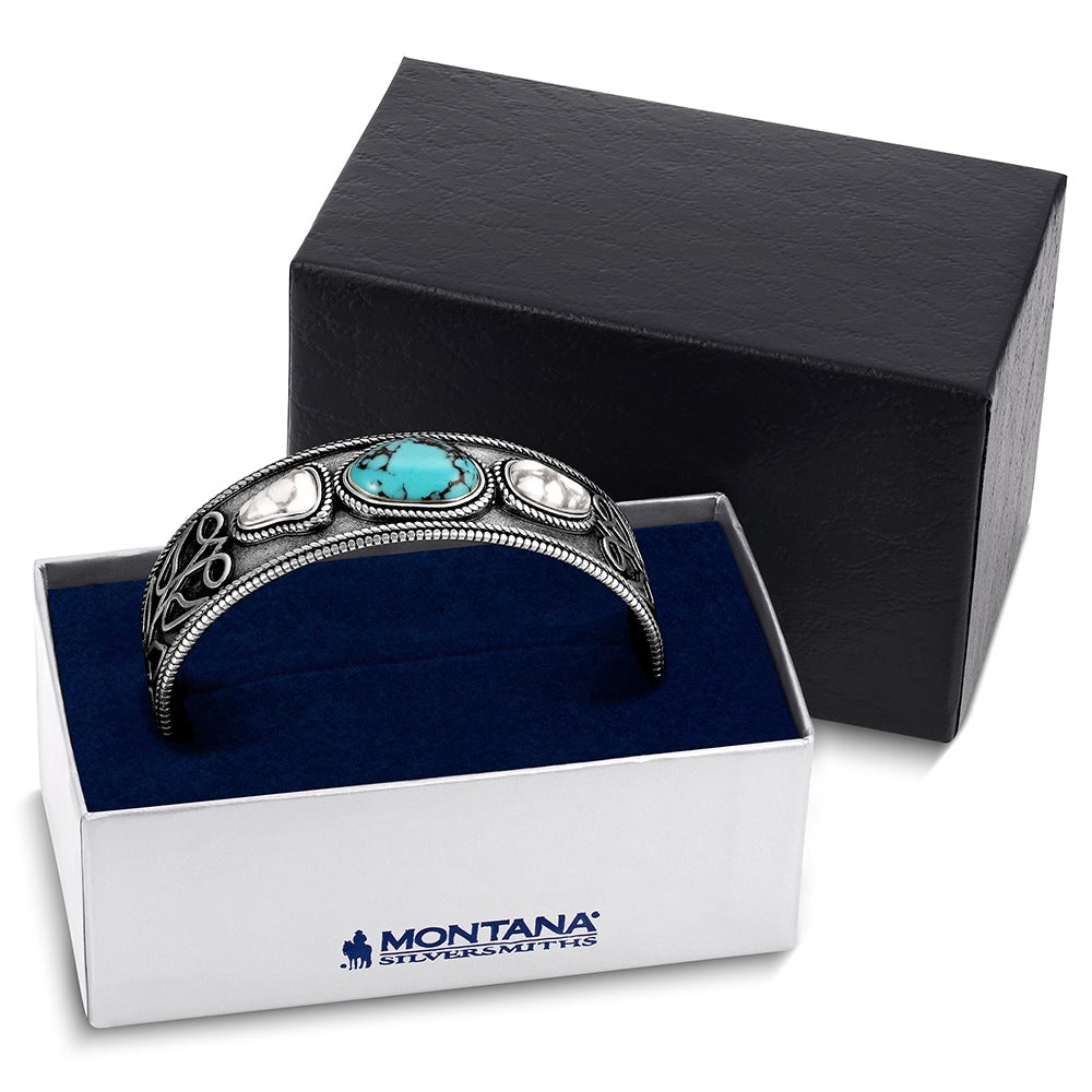 Montana Silversmiths Women's Boot Stitch Turquoise Cuff Bracelet BC6604