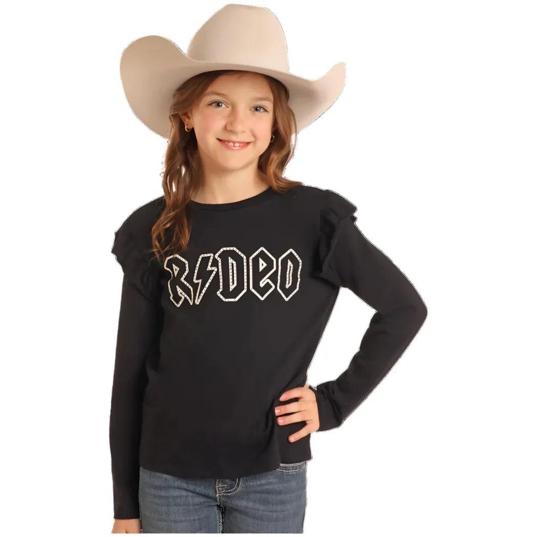 Rock and Roll Denim Rodeo Ruffle Top