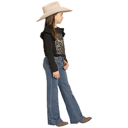 Girl's Rock and Roll Denim Raised Denim Boot Embroidered Trouser Jean BG5MD08059
