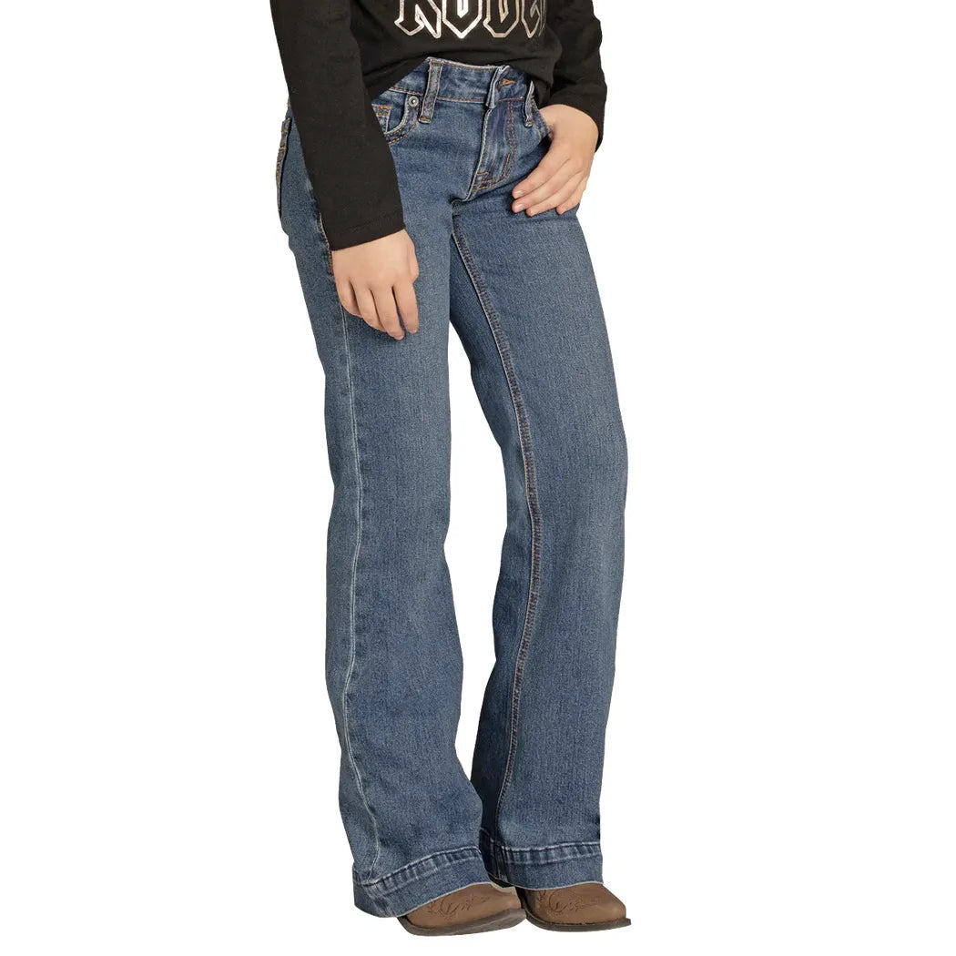 Girl's Rock and Roll Denim Raised Denim Boot Embroidered Trouser Jean BG5MD08059