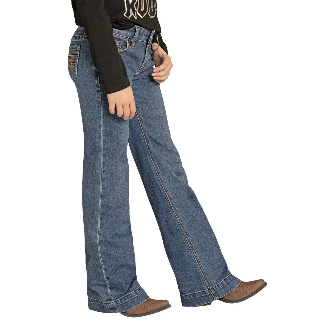 Girl's Rock and Roll Denim Raised Denim Boot Embroidered Trouser Jean BG5MD08059