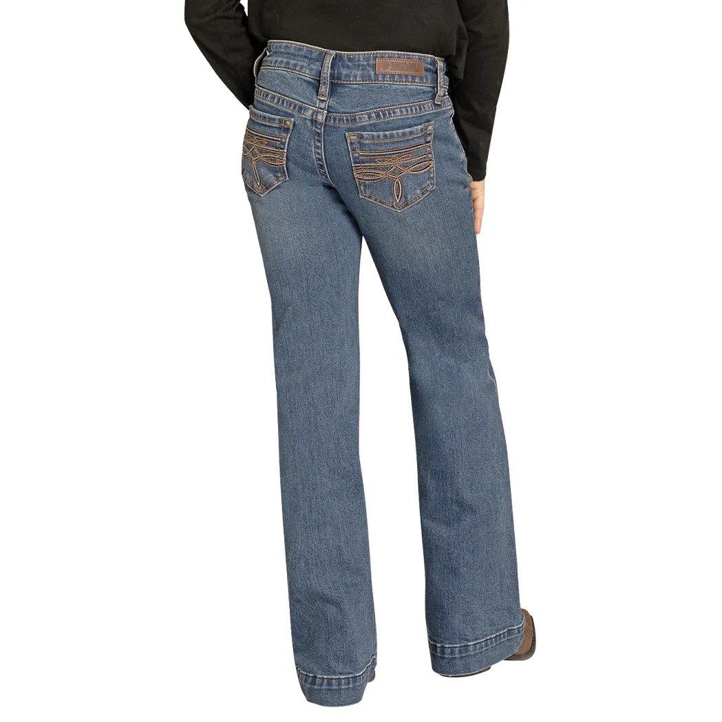 Girl's Rock and Roll Denim Raised Denim Boot Embroidered Trouser Jean BG5MD08059