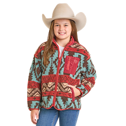 Girl's Rock and Roll Aztec Print Sherpa Jacket BG92C07008