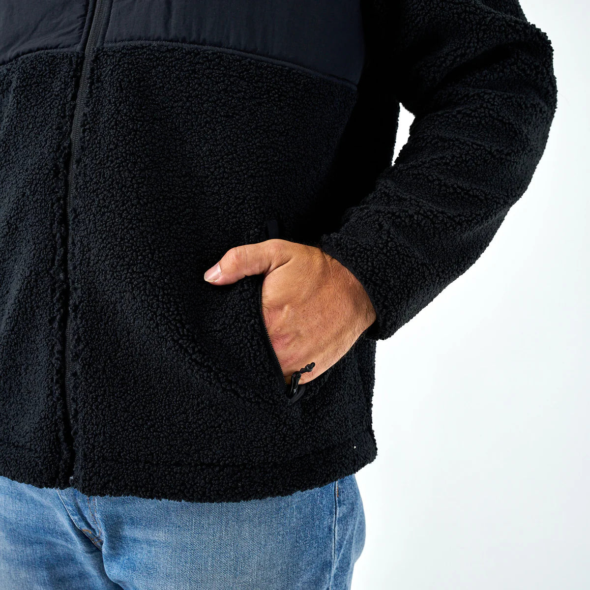 Men's Burlebo Black Sherpa Full Zip Jacket 