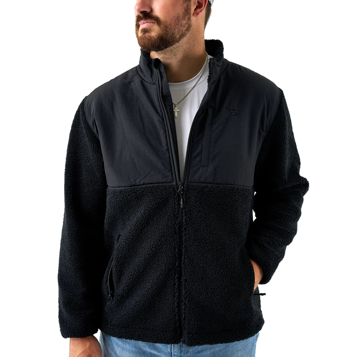 Men's Burlebo Black Sherpa Full Zip Jacket 