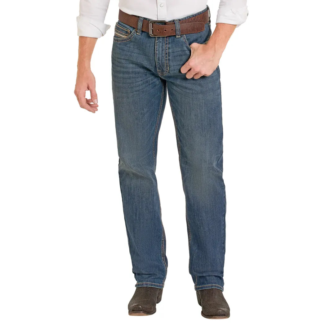 Men's Rock and Roll Denim Straight Embroidered Cannon Jeans BM0CD07372