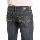 Men's Rock and Roll Denim Regular Fit Dark Wash Ladder Stitch Bootcut Jeans BM0PD05566 - Crazy House Western Wear