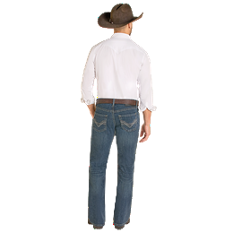 Men's Rock and Roll Denim Dark Wash Pistol Bootcut Jeans BM0PD08014