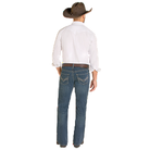 Men's Rock and Roll Denim Dark Wash Pistol Bootcut Jeans BM0PD08014