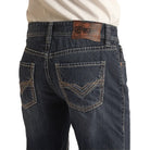 Men's Rock and Roll Denim Raised Denim Embroidered Relaxed Straight Boot Jeans BM0SD03650 - Crazy House Western Wear