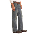 Men's Rock and Roll Denim Relaxed Fit Medium Wash Rope Stitch Straight Leg Jeans BM0SD05558 - Crazy House Western Wear