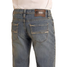 Men's Rock and Roll Denim Relaxed Fit Medium Wash Rope Stitch Straight Leg Jeans BM0SD05558 - Crazy House Western Wear