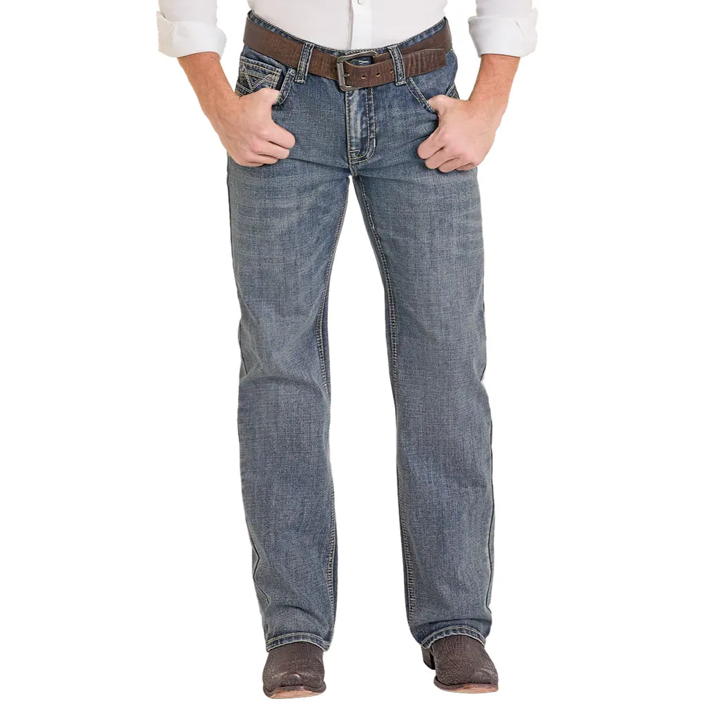 Men's Rock and Roll Denim Two Tone Double Barrel Straight Jeans BM0SD07350