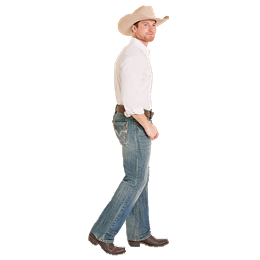 Men's Rock and Roll Denim Medium Wash Pistol Straight Denim Jeans BM1PD08012