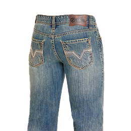 Men's Rock and Roll Denim Medium Wash Pistol Straight Denim Jeans BM1PD08012