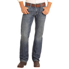Men's Rock and Roll Denim Regular Fit Straight Stitch Straight Leg Jeans BM1PD04817 - Crazy House Western Wear