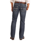 Men's Rock and Roll Denim Regular Fit Dark Wash Two-Tone Stitch Straight Leg Jeans BM1PD05567 - Crazy House Western Wear