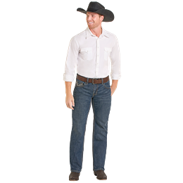 Men's Rock and Roll Denim Ladder Embroidered Pistol Straight Jeans BM1PD07356