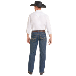 Men's Rock and Roll Denim Ladder Embroidered Pistol Straight Jeans BM1PD07356