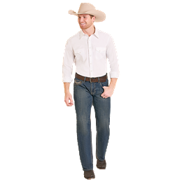Men's Rock and Roll Denim Ladder Stitch Embroidered Pistol Straight Leg Jeans BM1PD08017