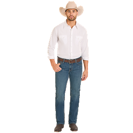 Men's Rock and Roll Denim Flat Seam Embroidered Revolver BM1RD08024