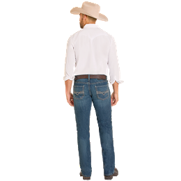 Men's Rock and Roll Denim Flat Seam Embroidered Revolver BM1RD08024