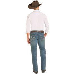 Men's Rock and Roll Denim Medium Wash Slim Straight Jeans BM1RD08025