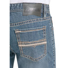 Men's Rock and Roll Slim Fit Feather Stitch Straight Leg Jeans BM1RD09127