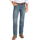 Men's Rock and Roll Slim Fit Feather Stitch Straight Leg Jeans BM1RD09127