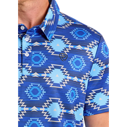 Men's Rock & Roll Aztec Printed Polo BM51T06623 - Crazy House Western Wear