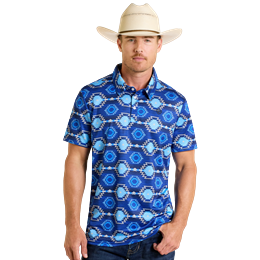 Men's Rock & Roll Aztec Printed Polo BM51T06623 - Crazy House Western Wear