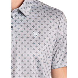 Men's Rock and Roll Denim Grey Medallion Print Polo BM51T07278