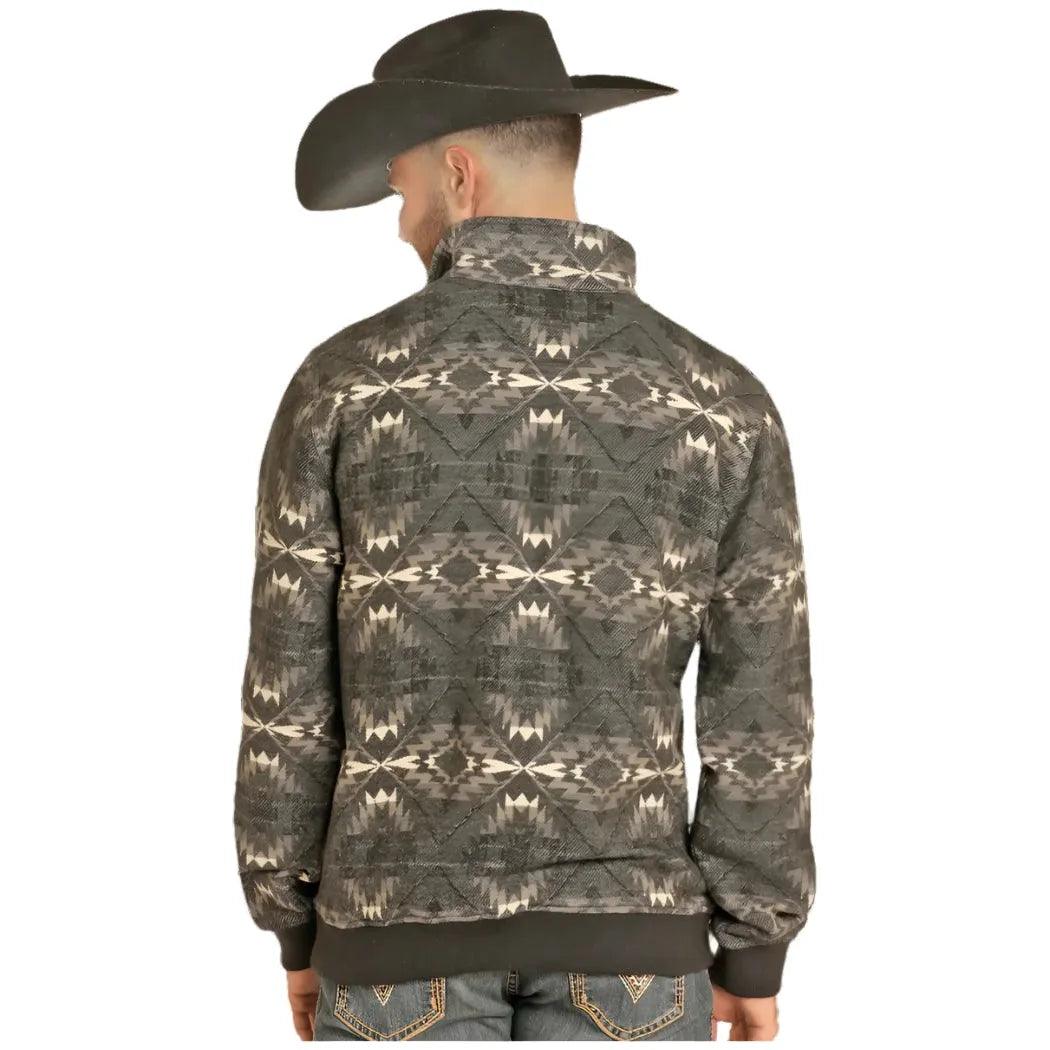 Rock and Roll Denim Aztec Jacquard Bomber Pullover - Crazy House Western Wear