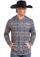 Rock and Roll Men's Charcoal Aztec Performance Hoodie BM94T10210