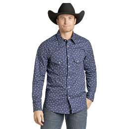 Men's Rock and Roll Geo Print Long Sleeve Snap BMN2S07137