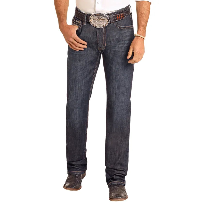 Men's Rock and Roll Denim Relaxed Rope Stitch Stackable Bootcut Jeans BMTBD04810 - Crazy House Western Wear