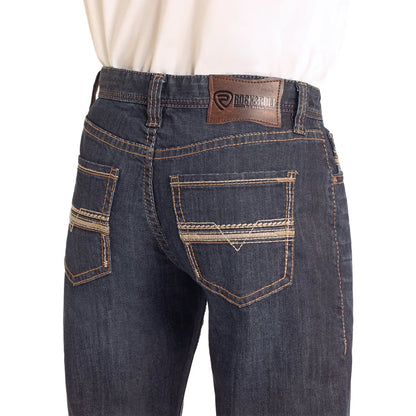 Men's Rock and Roll Denim Relaxed Rope Stitch Stackable Bootcut Jeans BMTBD04810