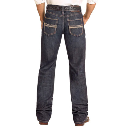 Men's Rock and Roll Denim Relaxed Rope Stitch Stackable Bootcut Jeans BMTBD04810