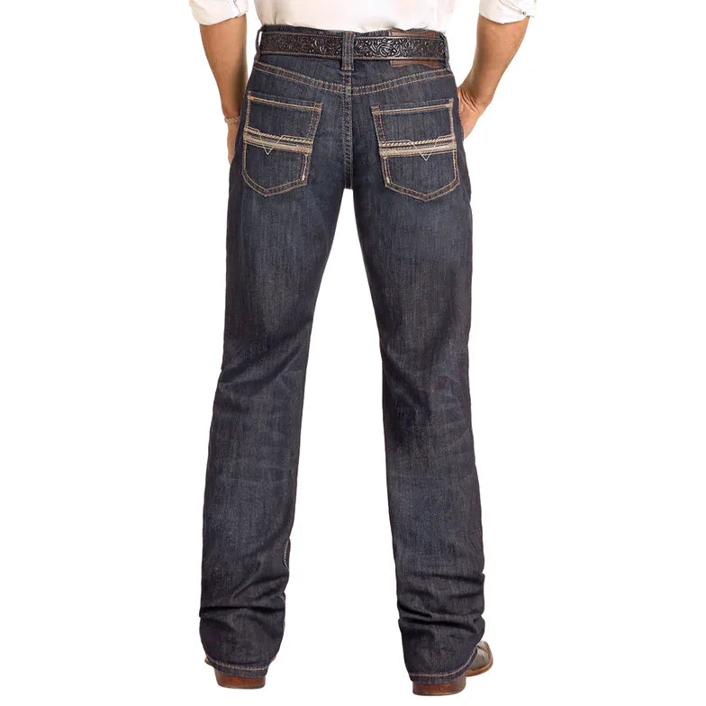Men's Rock and Roll Denim Relaxed Rope Stitch Stackable Bootcut Jeans BMTBD04810 - Crazy House Western Wear