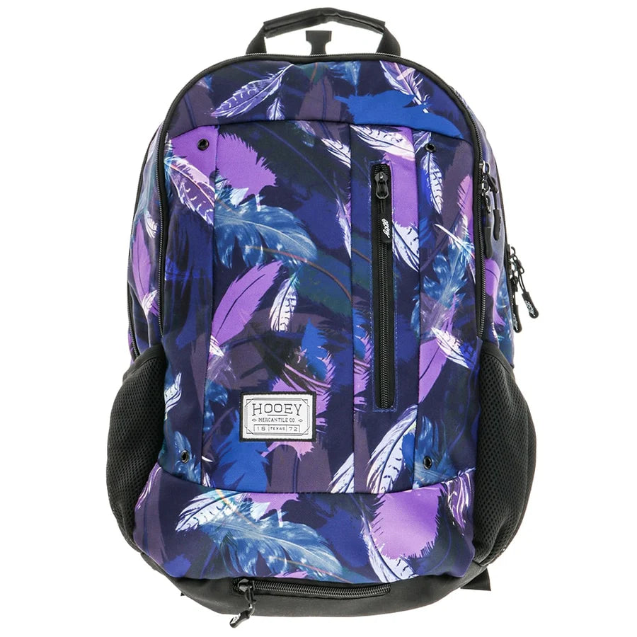 Hooey "Rockstar" Blue and Balck Feather Pattern Backpack BP062BLBK - Crazy House Western Wear