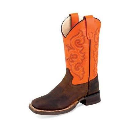 Kid's Old West Brown Smooth Cowhide Boots BSC1867 - Crazy House Western Wear